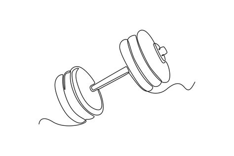 Continuous one line drawing dumbbells. Fitness equipment concept. Single line draw design vector graphic illustration. Gym Illustration Art, Strength Drawing, Gym Drawing, Dumbbell Tattoo, Workout Illustration, Continous Line Drawing, Gym Illustration, Mystical Tattoos, Hoodie Ideas