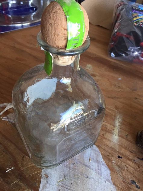 … Tequila Bottle Crafts, Repurpose Glass Bottles, Patron Bottle Crafts, Whiskey Bottle Crafts, Old Liquor Bottles, Glass Liquor Bottles, Patron Bottle, Crafts With Glass Jars, Liquor Bottle Crafts