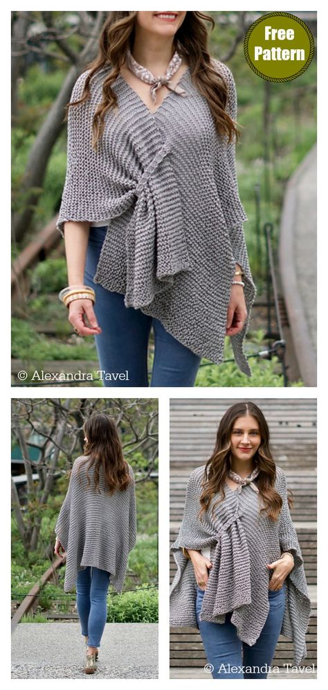 Stone Ridge Ruana Wrap Free Knitting Pattern Ruana Wrap, Poncho Knitting Patterns, Easy Knitting Projects, Stil Boho, Poncho Pattern, Shawl Knitting Patterns, Wrap Pattern, Easy Knitting Patterns, How To Start Knitting