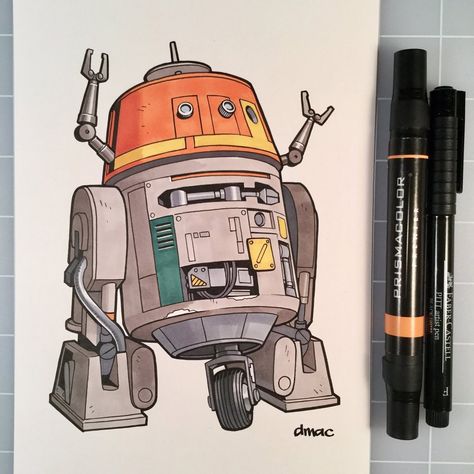 Chopper- Star Wars Rebels Star Wars Chopper Tattoo, Starwars Drawings, Star Wars Art Drawings, Sw Rebels, Star Wars Painting, Batman Tattoo, Drawing Stars, Star Wars Droids, Props Art