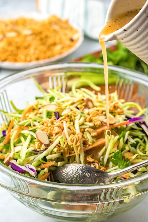 Asian Broccoli Slaw Recipes, Salad With Broccoli Slaw, Slaw Dressing Recipe, Vinegrette Recipe, Asian Slaw Dressing, Broccoli Slaw Dressing, Asian Broccoli Slaw, Healthy Broccoli Slaw, Camping 2023