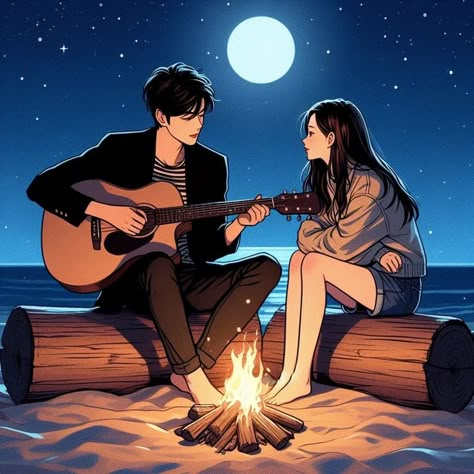 Aesthetic Animated Couple Pics, Relationship Cute Illustration, Wholesome Couple Art, Animated Couple Pics, Sweet Couple Art, Romantic Cartoon Couple Images, Terrace Drawing, Fan Art Couples, Cartoon Couple Photos