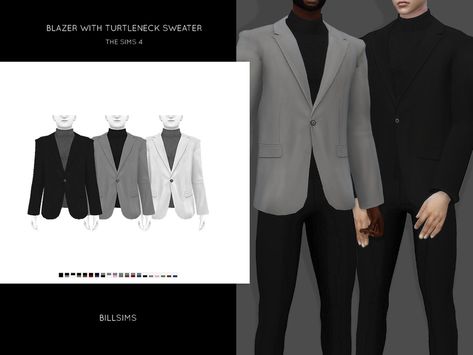 The Sims Resource - Blazer with Turtleneck Sweater The Sims 4 Pack, Sims4 Clothing, Mods Sims 4, Sims 4 Men Clothing, Los Sims 4 Mods, Sims 4 Male Clothes, Die Sims 4, Pelo Sims, Sims 4 Cc Folder