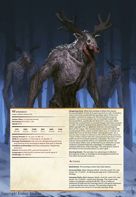 The one I found was blurry, so I am re-uploading from the source in the hopes that the resolution will improve. The Wendigo, Dnd Stats, Dnd Stories, Dnd Races, Dnd Classes, Dungeons And Dragons 5e, Dungeons And Dragons Classes, Dnd 5e Homebrew, Dnd Dragons