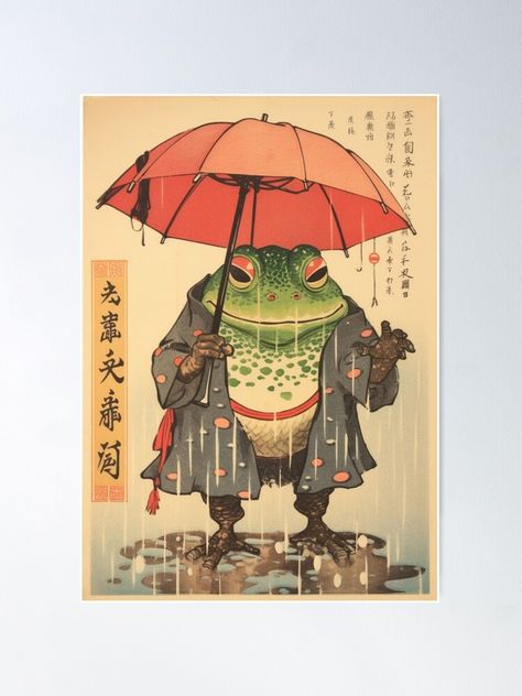 Japanese Frog Art, Asian Prints, Frog Poster, Japanese Frog, Matsumoto Hoji, Frog Wall Art, Frog Tattoo, Wall Art Japanese, Frog Print