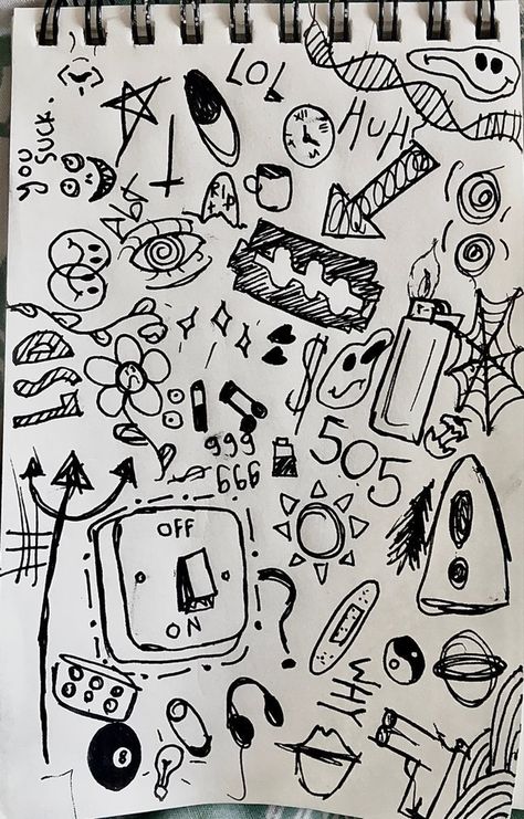 Emo Drawing Sketchbook, Graffiti Drawing Sketches Ideas, Simple Graffiti Art, Edgy Doodles, Indie Doodles, Indie Sketches Doodles, Notebook Drawings Doodles, Emo Doodles, Minimalistic Tattoo Ideas