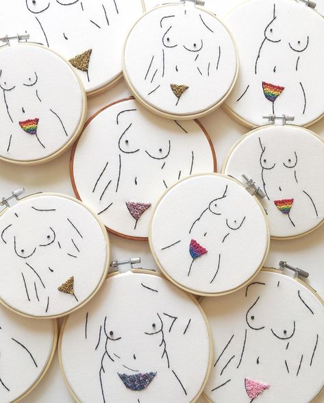 Cheeky Embroidery, Lesbian Embroidery, Female Embroidery Designs, Womens Body Embroidery, Queer Embroidery, Feminism Embroidery, Embroidery Feminist Art, Embroidery Meme Funny, Simple Hand Embroidery Patterns