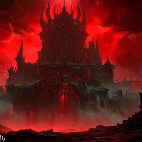 Church Of Light, Demon Character, Story Concepts, Demon Castle, Fantasy Scenery, Evil Tattoos, Events Place, Green Moon, Castle Art