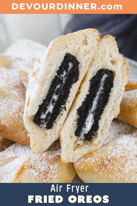 If you want to enjoy the deliciousness of deep-fried Oreos without the hassle of hot oil, this easy Air Fryer Fried Oreos recipe is perfect for you! With simple ingredients and a quick cooking process, you can whip up a batch of these indulgent treats for any occasion! Air Fryer Fried Oreos, Fried Oreos Recipe, Oreo Rice Krispie Treats, Deep Fried Oreos, Homemade Oreos, Cream Cheese Ball, Fried Oreos, Oreo Cream, Krispie Treats Recipe