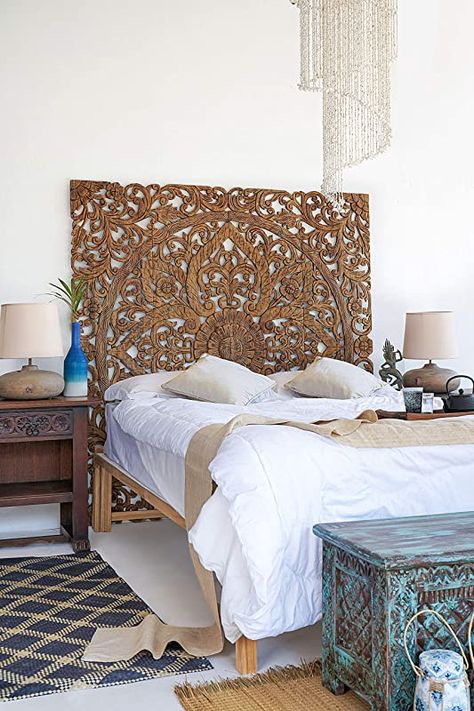 Handmade Bedroom Furniture, Wooden Headboards, King Size Bed Headboard, Wood Art Panels, Wooden King Size Bed, King Bed Headboard, Carved Headboard, Panel Artwork, Carved Wood Wall Art