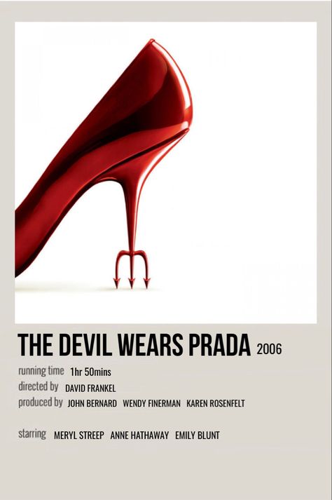 minimal polaroid movie poster for the devil wears prada Devils Wears Prada, The Devil Wears Prada Poster, Devil Wears Prada Poster, Devil Wears Prada Aesthetic, Red Movie Poster, Cinema Couple, Prada Poster, Polaroid Movie Poster, Red Poster