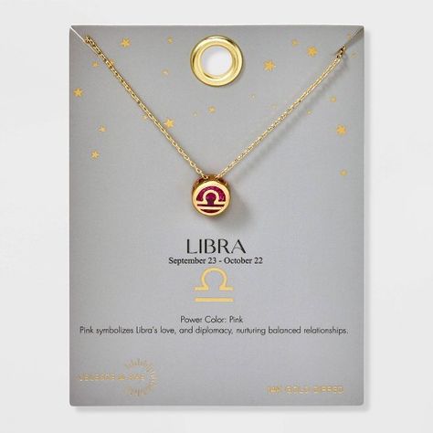 Celeste & Rae 14K Gold Dipped Zodiac Libra Necklace - Gold Libra Necklace, Zodiac Pendant Necklace, Zodiac Pendant, Libra Zodiac, Flower Pendant Necklace, Zodiac Necklaces, Gold Dipped, Accessories Jewelry Necklace, Gold Pendant Necklace