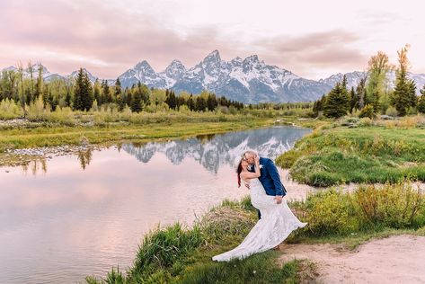 schwabacher's Landing wedding photos, destination elopement photographer in grand teton national park, posing ideas for couples, spring outdoor wedding portraits Spring Outdoor Wedding, Personal Wedding Vows, Schwabacher Landing, Spring Elopement, Jackson Hole Wedding, Outdoor Elopement, Spring Outdoor, Romantic Wedding Photos, National Park Wedding