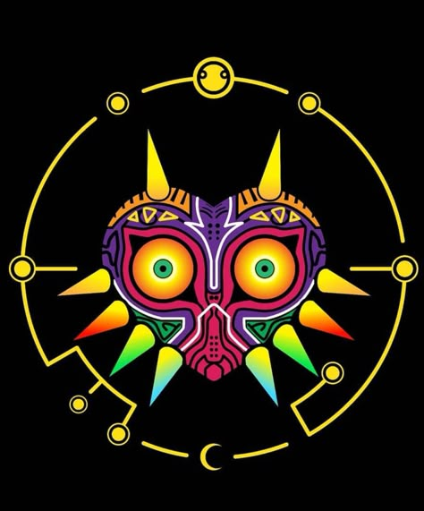 Legend Of Zelda Art Simple, Majoras Mask Wallpaper, Majora's Mask Tattoo, Majoras Mask Art, Zelda Drawing, Zelda Birthday, Zelda Tattoo, Drip Art, Nintendo Fan Art