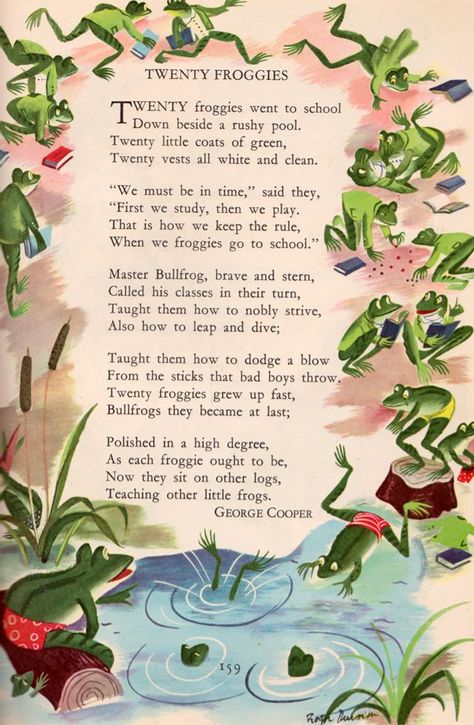 George Cooper, Nursery Rhymes Poems, Old Nursery Rhymes, Roger Duvoisin, Childrens Poems, Childrens Poetry, Poetry For Kids, Frog Illustration, Rhymes Songs