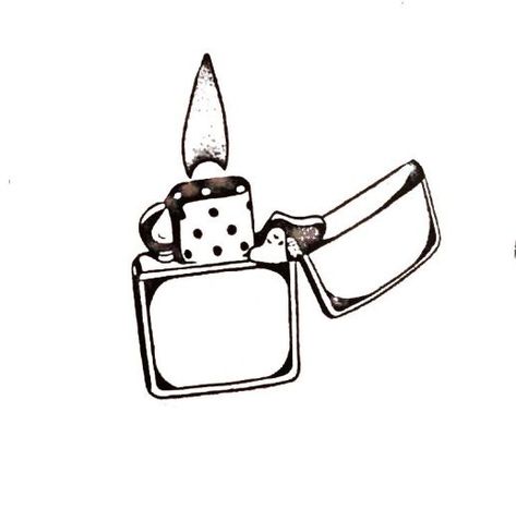 Small Lighter Tattoo, Matching Lighter Tattoos, Lighter Tattoo Stencil, Traditional Zippo Lighter Tattoo, Lighter Tattoo Minimalist, Zippo Drawing, Lighter Doodle, Zippo Tattoo Design, Zippo Lighter Drawing