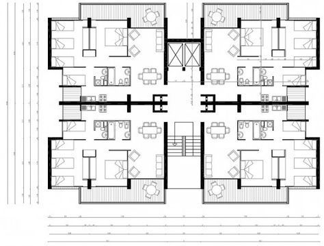 Residential Building Plan, Plan Building, Small Apartment Building, Hotel Floor Plan, Residential Building Design, Apartment Floor Plan, Casa Country, Architectural Floor Plans, Apartment Floor Plans