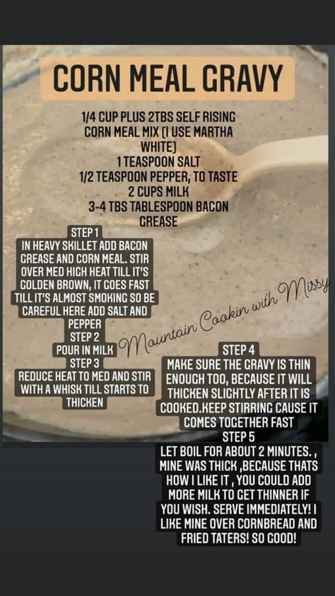 Cornmeal Gravy Recipe, Cornmeal Gravy, Gravy With Cornstarch, Basic Gravy Recipe, Home Made Country Gravy, Homeade Gravy, Dolly Parton Recipes, Breakfast Casserole Muffins, Homemade Gravy Recipe