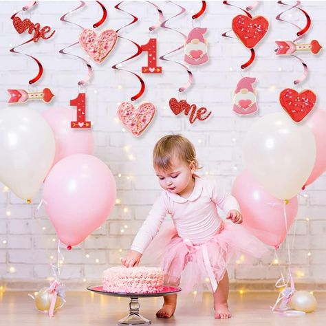 1st Birthday Valentine’s Day Party 18pcs Valentine's Day 1st Birthday Party Hanging Swirls 48 Pieces Glitter Red Heart Cupcake Toppers Valentines Day Hearts Banner Xoxo Heart Garland Valentines Day Banner Gold Cake Topper Valentine’s Day Bday Party, Sweet One First Birthday Valentines, Our Sweetheart Is Turning One Party, Valentines First Birthday Girl, Valentines Birthday Party Ideas, February Baby Birthday, Heart Themed Birthday, Garland Valentines Day, Valentine Birthday Party