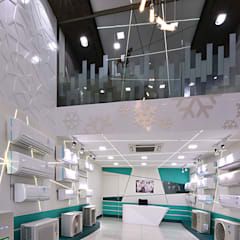 An air conditioning showroom, view from entrance: modern by technocraft,modern | homify Cafe Interior Vintage, Electronics Store Design, Mobile Shop Design, Electrical Shop, Home Appliance Store, Clothing Store Design, Retail Store Interior, Urban Decor, Showroom Interior Design