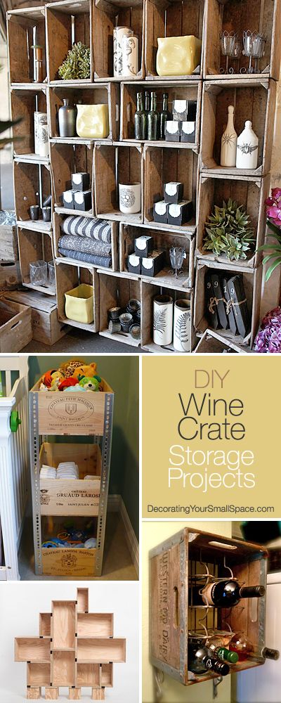 DIY Wine Crate Storage Projects • Creative ideas & lots of tutorials! Crates Shelves, Wine Crate Storage, Wine Crates, Pallet Crates, Wine Crate, Crate Storage, Diy Wine, Diy Projects To Try, Creative Ideas