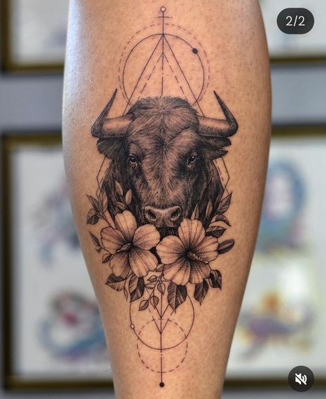 Ox Tattoo For Women, Bison Tattoo Ideas For Women, Fluffy Cow Tattoo, Buffalo Tattoo Feminine, Bison Skull Tattoo, Highland Cow Tattoo, Tattoo Goat, Ox Tattoo, Bison Tattoo