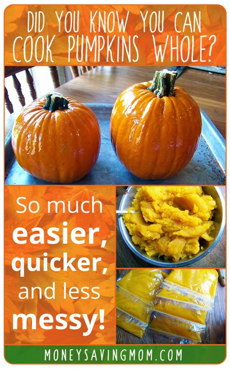 Oven-Pumpkin-Cooking Whole Pumpkin, Cooking Websites, Cooking Pork, Kabocha Squash, How To Roast, Money Saving Mom, Freezer Cooking, Cut Up, Canned Pumpkin