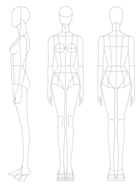 Fashion Drawing Figure Template, Fashion Croquis Front And Back, Fashion Illustration Template, Fashion Sketch Template, Fashion Figure Templates, Fashion Illustration Poses, Fashion Model Sketch, Flat Drawings, Fashion Figure Drawing