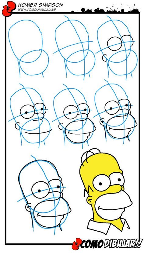 How To Draw Simpsons, How To Draw Homer Simpson, Disney Drawing Tutorial, Simpsons Drawings, Easy Cartoon Drawings, Cartoon Sketches, 캐릭터 드로잉, Homer Simpson, Drawing Lessons