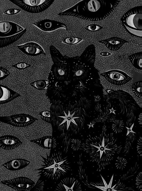 Tarot Background, Kindle Background, Black Cat Aesthetic, Witch Wallpaper, Vintage Poster Art, Cat Aesthetic, Funky Art, Background Wallpaper, Surreal Art