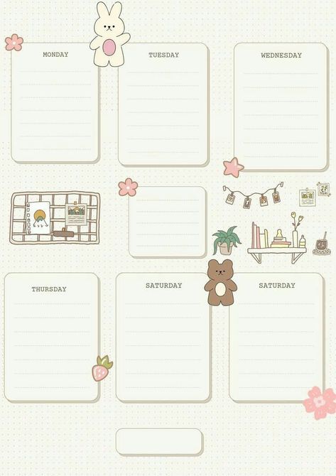 Weekyl Planner designbuse - Etsy Journal Template Aesthetic Printable, Cute Timetable Template, Kilonotes Template, Ipad Journal Template, Kawai Note Template, Cute Weekly Planner, Planner Template Aesthetic, Wallpapers Simple, Weekly Schedule Planner