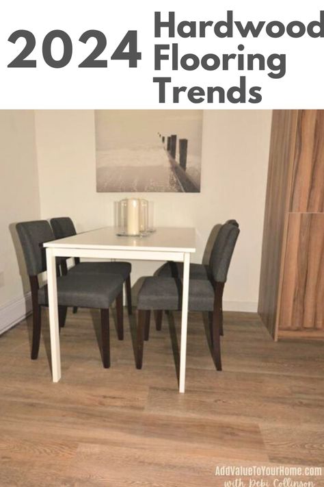 If you're thinking of upgrading your flooring in your home, you want to be sure to be in flooring that is going to be in style for the next 10 years. Putting in a trend that is on its way out dates your house! Check out these 2024 Hardwood Flooring trends out! #2024flooringtrends #hardwoodfloors #flooringcolors Hardwood Flooring Trends 2024, Blonde Flooring, Hardwood Floor Colors, Current Design Trends, Brown Floors, Flooring Trends, 2024 Design, Luxury Vinyl Plank Flooring, Grey Flooring