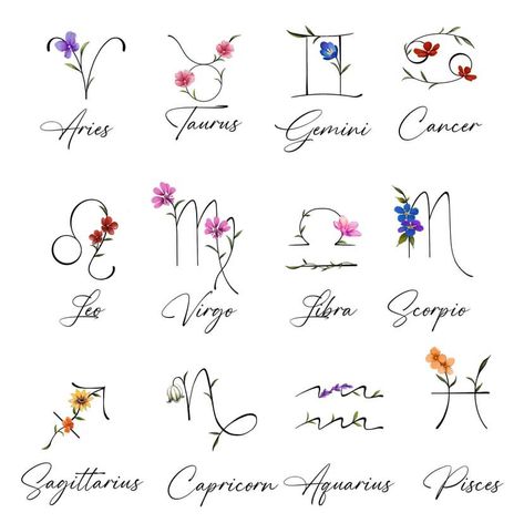 Aquarius Flower Tattoo Birth Month, January Aquarius Tattoo, Tattoo Ideas Female Leo Zodiac Signs, Sagittarius Tattoo Finger, Aries And Libra Tattoo Combined, Aquarius Flower Tattoo, Taurus Tattoos For Women, Star Sign Tattoos, Cool Tattoos With Meaning