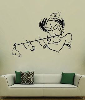 Designer walls under 300 bucks: Designer walls under 300 bucks for your home decor... Krishna Modern Art, Simple Wall Paintings, Bedroom Stickers, Diy Wall Painting, Asian Homes, Wall Painting Decor, Asian Home Decor, Autumn Tree, Tree Wall Stickers