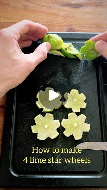 Björn van Tricht on Instagram: "How to make 4 lime star wheels ⭐️ Check it out 😃
.
.
#garnish #cocktailsforyou #cocktailrecipes #mocktail #barman #cocktailstyle #limegarnish #mixologist #mixologie" Lime Decorations, Charcuterie Fruit, Wedding Fiesta, Entertaining Food, Food Boards, Food Decorations, Pop Up Bar, Hobby Ideas, Food Decor