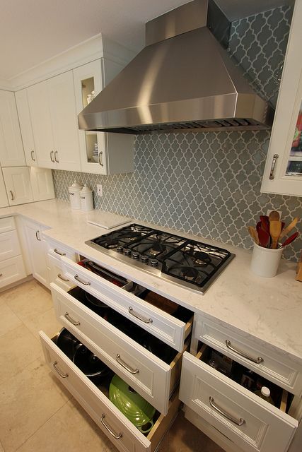 3 drawers under rangetop Drawers Under Stove Top, Reno House, Kitchen Stove Top, Kitchen Cooktop, Kitchen Pantries, Cook Top Stove, Lake House Design, Santa Fe Home, Island Counter