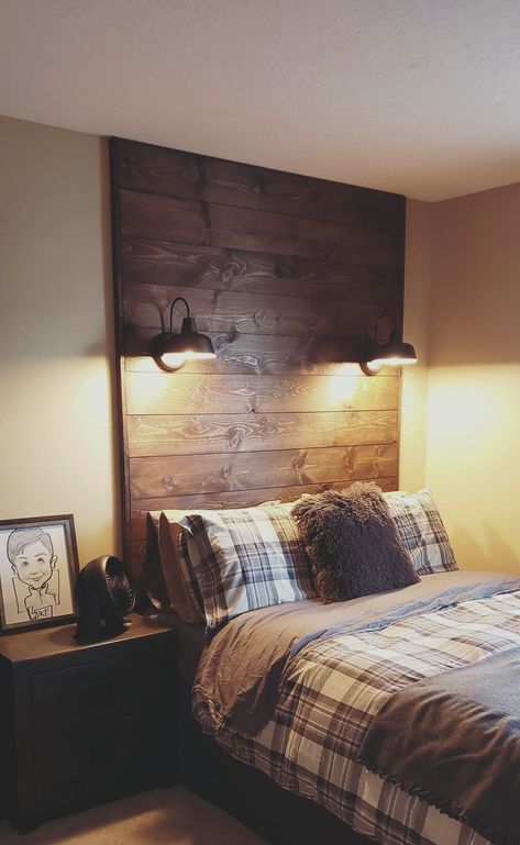 Pallet Wall Headboard, Wood Bed Headboard Design, Headboard On Wall Ideas, Tongue And Groove Headboard, Shiplap Headboard, Nickel Gap, Wood Walls Bedroom, Furniture Accents, Indie Room