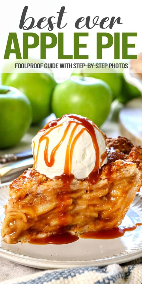 This is the BEST 100% foolproof Apple Pie recipe, so you can bring it to Thanksgiving with confidence! In this recipe AKA a mountain of perfectly tender, flavorful apples enveloped in a caramel-like sauce that is never runny, the right balance of sweet and tart, and a golden, never-soggy crust. #applepie #applepierecipe #pierecipe #thanksgivingpie #thanksgivingrecipe #thanksgivingrecipes #bestapplepie Best Ever Apple Pie, Weird Thanksgiving, Traditional Apple Pie Recipe, Caramel Apple Pie Recipes, Delicious Thanksgiving Desserts, Apple Pie Recipe Homemade, Traditional Apple Pie, Perfect Apple Pie, Apple Pie Recipe Easy