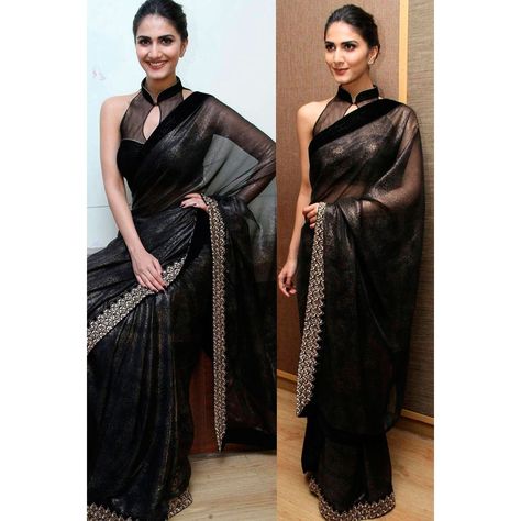 Blouses For Saree, Vani Kapoor, Sonam Kapoor Fashion, Halter Neck Blouse, Vaani Kapoor, Bollywood Designer Sarees, Halter Neck Blouses, Partywear Dresses, Latest Indian Saree