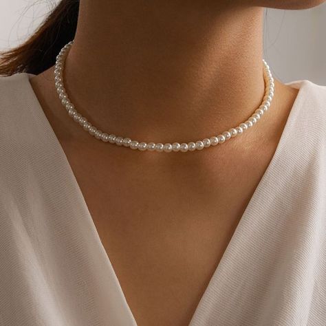 Yongge - Faux Pearl Choker Pearl Necklace Choker, Necklace With Pearls, Birthday Necklace Gift, Motifs Perler, Reflecting Light, Necklace For Girlfriend, Pearl Choker Necklace, Gold Necklace Women, Trendy Necklaces