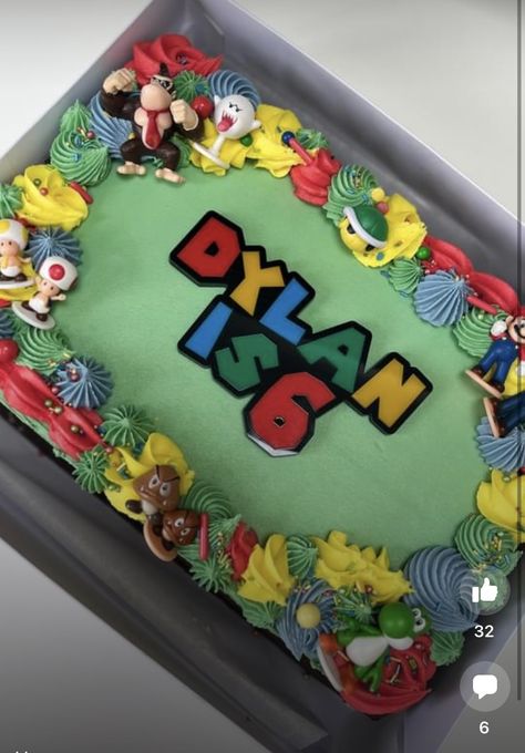 Mario Bros Sheet Cake, Super Mario Sheet Cake, Mario Sheet Cake, Super Smash Bros Cake, Mario Themed Cake, Donkey Kong Party, Bowser Cosplay, Mario Theme Party, Mario Bday Party