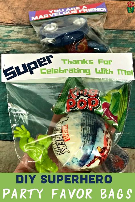 Superhero Goody Bag Ideas, Hulk Party Favors, Party Favor Bag Ideas, Avengers Party Favors, Favor Bag Ideas, Movie Watching Party, Superhero Party Bags, Superhero Party Printables, Avenger Party