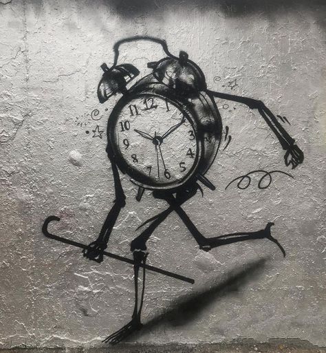 Meaningful Street Art, Meaningful Graffiti, Growth Tattoo, Clock Drawings, Artwork Tattoo, Wal Art, Clock Painting, Arte Peculiar, Surreal Artwork