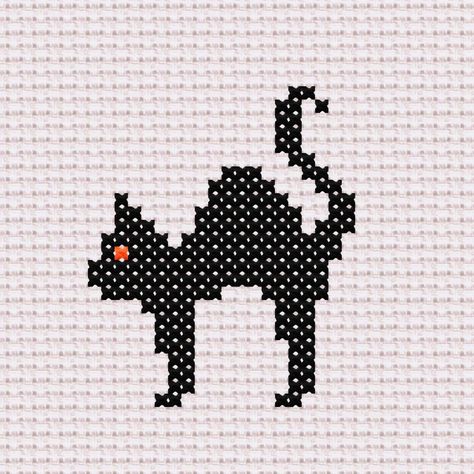 luzatolye - Etsy Halloween Cat Cross Stitch, Cross Stitch Patterns Halloween, Cross Stitch Patterns Free Easy, Black Cat Cross Stitch Pattern, Cat Cross Stitch Charts, Cross Stitch Cat, Black Cat Cross Stitch, Cute Black Kitten, Spooky Home