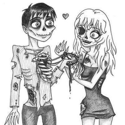 Cute Zombie couple. Zombie Couple, Zombie Love, Zombie Drawings, Emo Couples, Cute Zombie, Couple Drawing, Zombie Art, Pop Art Canvas, Scary Art