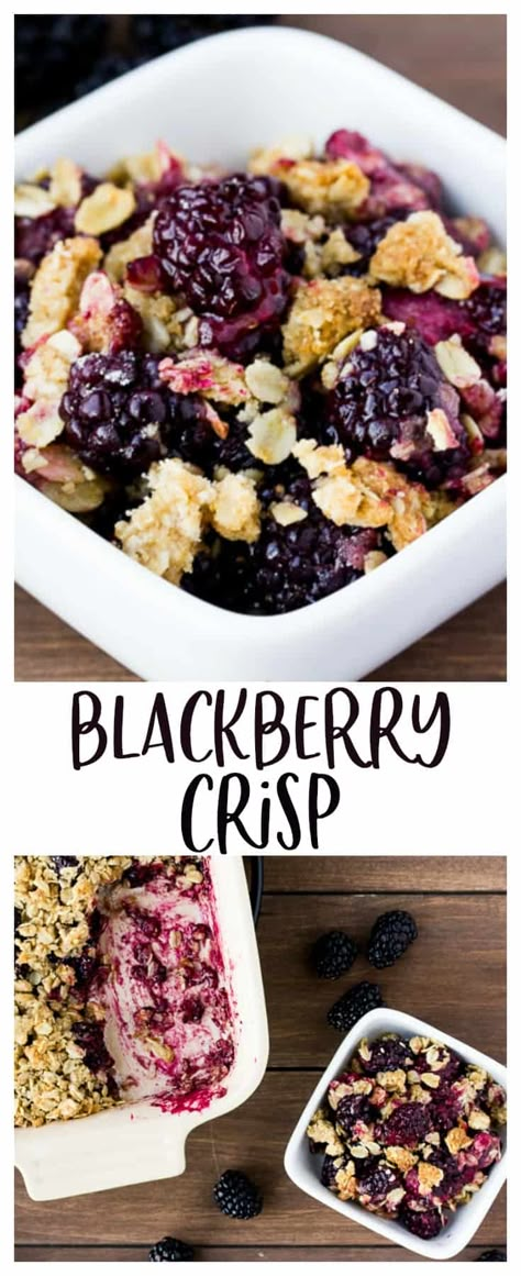 Blackberry Crisp - with sweet and tangy blackberries, and a crunchy topping, this easy Blackberry Crisp recipe is the definition of summer! Enjoy it as is or with a big scoop of ice cream! It's the best way to end a beautiful summer day. You can easily make this recipe gluten free as well. | #dlbrecipes #blackberrycrisp #blackberries #dessert Blackberries Cocktail, Easy Blackberry Crisp, Blackberries Dessert, Blackberry Crisp Recipe, Blackberry Crisp, Blackberry Dessert, Presentation Food, Blueberry Crisp, Plating Food