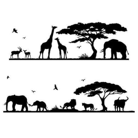 Jungle Images, Animals Graphic, Wall Stickers For Kids, Lion King Birthday, Il Re Leone, Afrique Art, Stickers For Kids, Safari Jungle, Silhouette Stencil