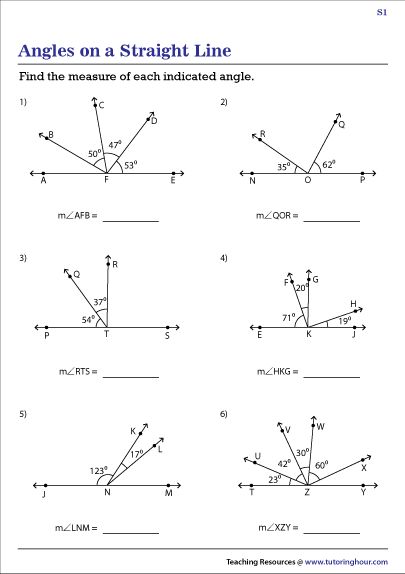 Angles on a Straight Line Worksheets Geometry Of Straight Lines, Lines And Angles Worksheet Class 7, Geometry Angles, Complementary Angles, Supplementary Angles, Angles Worksheet, Elementary Math Classroom, Lines And Angles, Vertical Angles