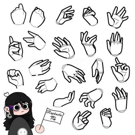 Finger Poses Drawing, Digital Drawing Reference For Beginners, Fisted Hand Reference, Cute Character Reference, Base Hand Drawing, Gacha Pose Drawing, Ballet Pose Drawing Reference, Hand Reference Simple, Hands Drawing Chibi