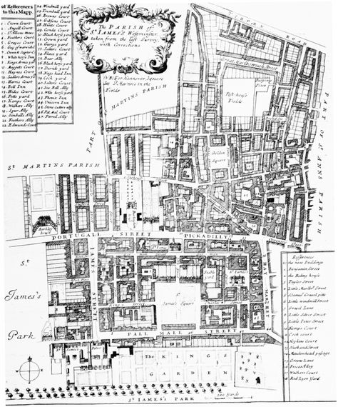 Plate 5: Blome's map of the parish of St. James, c. 1720 | British History Online Pall Mall, Framed Map, Unique Maps, London Map, Personalized Map, Framed Maps, Old Maps, Old London, Saint James